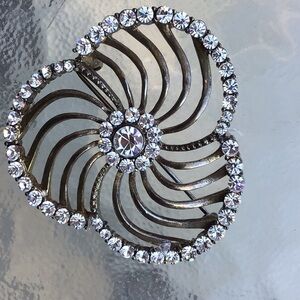 Liz Claiborne silver and rhinestone brooch
